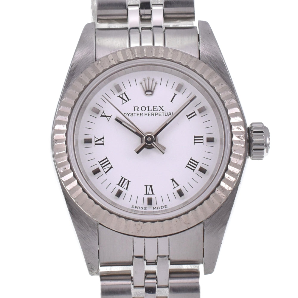ROLEX Oyster perpetual 76094 WG Bezel white Dial Automatic Ladies
 Watch G#141808