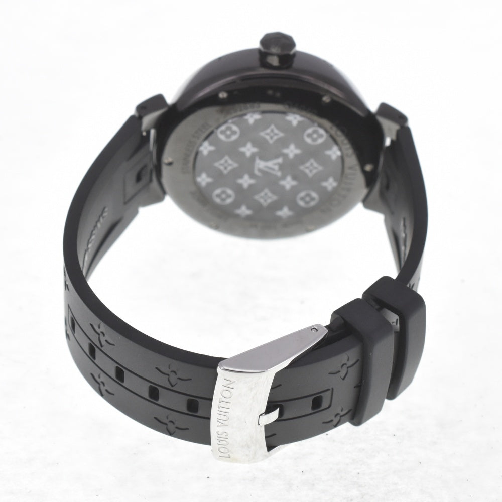 with paper LOUIS VUITTON Tambour All Black GM QA049 12P Diamond Date black Dial Quartz Men's
 Watch C#141809