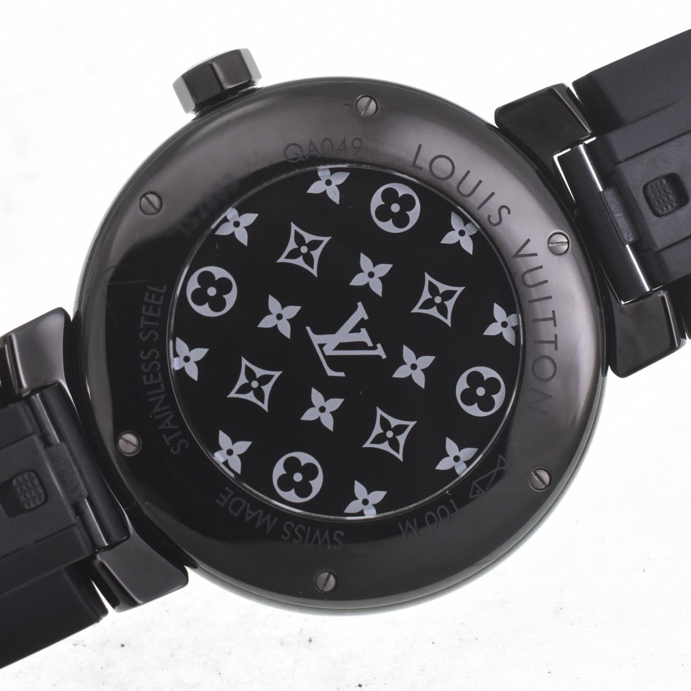 with paper LOUIS VUITTON Tambour All Black GM QA049 12P Diamond Date black Dial Quartz Men's
 Watch C#141809