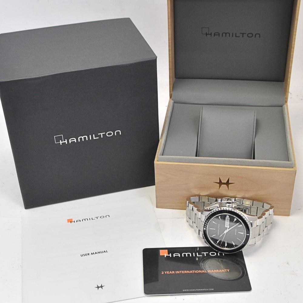 with paper HAMILTON Jazzmaster Seaview H375110 Day date black Dial Quartz Men's
 Watch C#141829