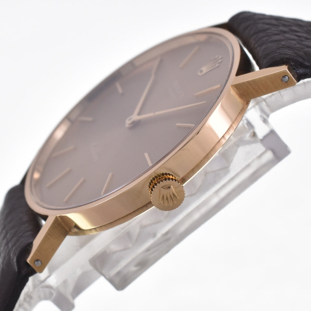 ROLEX Cherini 3833 vintage σ Dial K18YG/Leather Cal.1600 gold Dial Hand Winding Men's
 Watch H#141866
