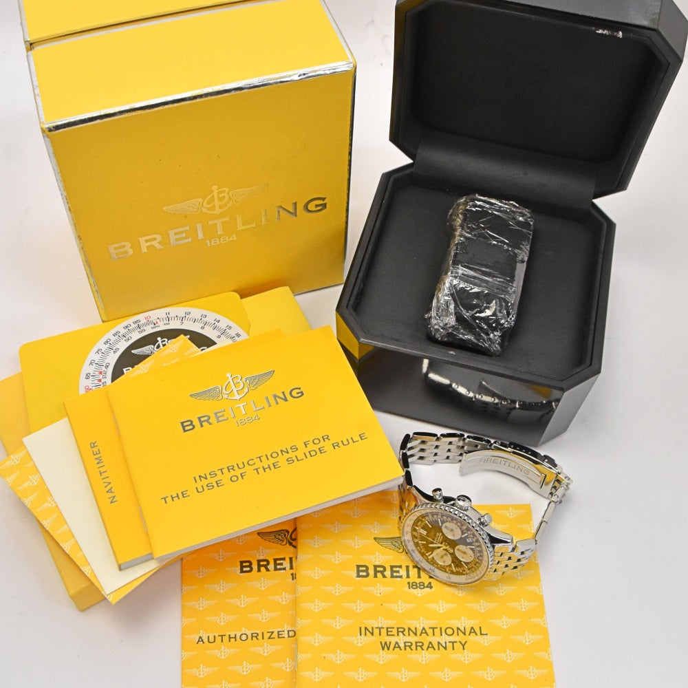 with paper BREITLING Navi timer A23322 Chronograph Date Black / Silver Dial Automatic Men's
 Watch D#141895