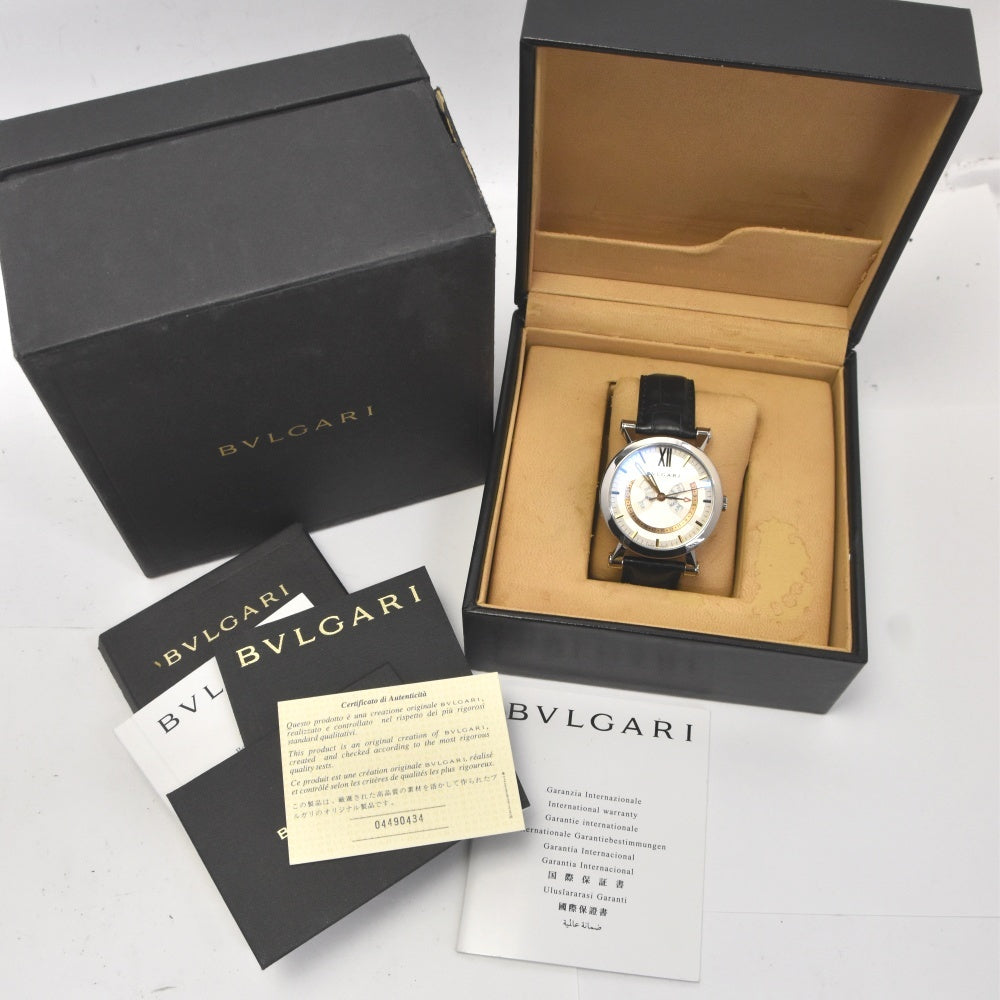 with paper BVLGARI Sotirio Bvlgari Annual Calendar SBW42WGLAC K18WG Limited edition of 125 pieces Silver / Rose Gold Dial Automatic Men's
 Watch C#141902