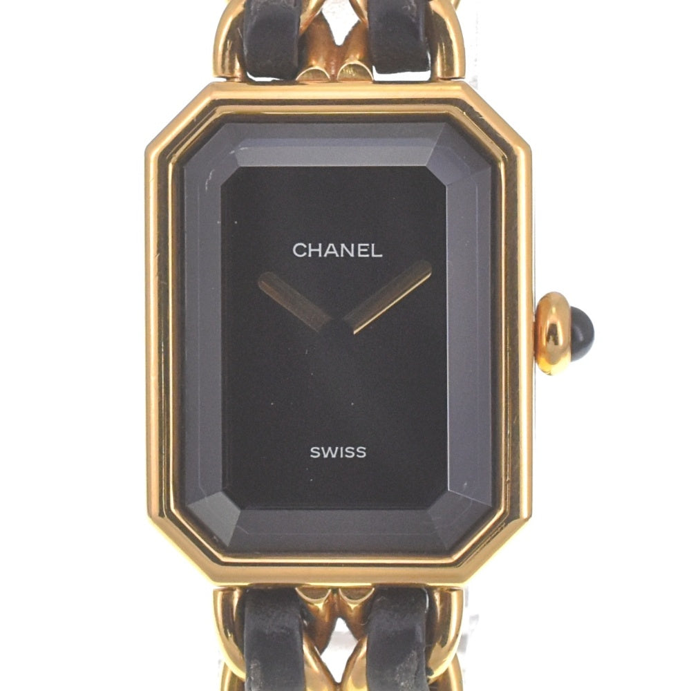 CHANEL Premiere S Gold Plated / Leather black Dial Quartz Ladies
 Watch C#141911