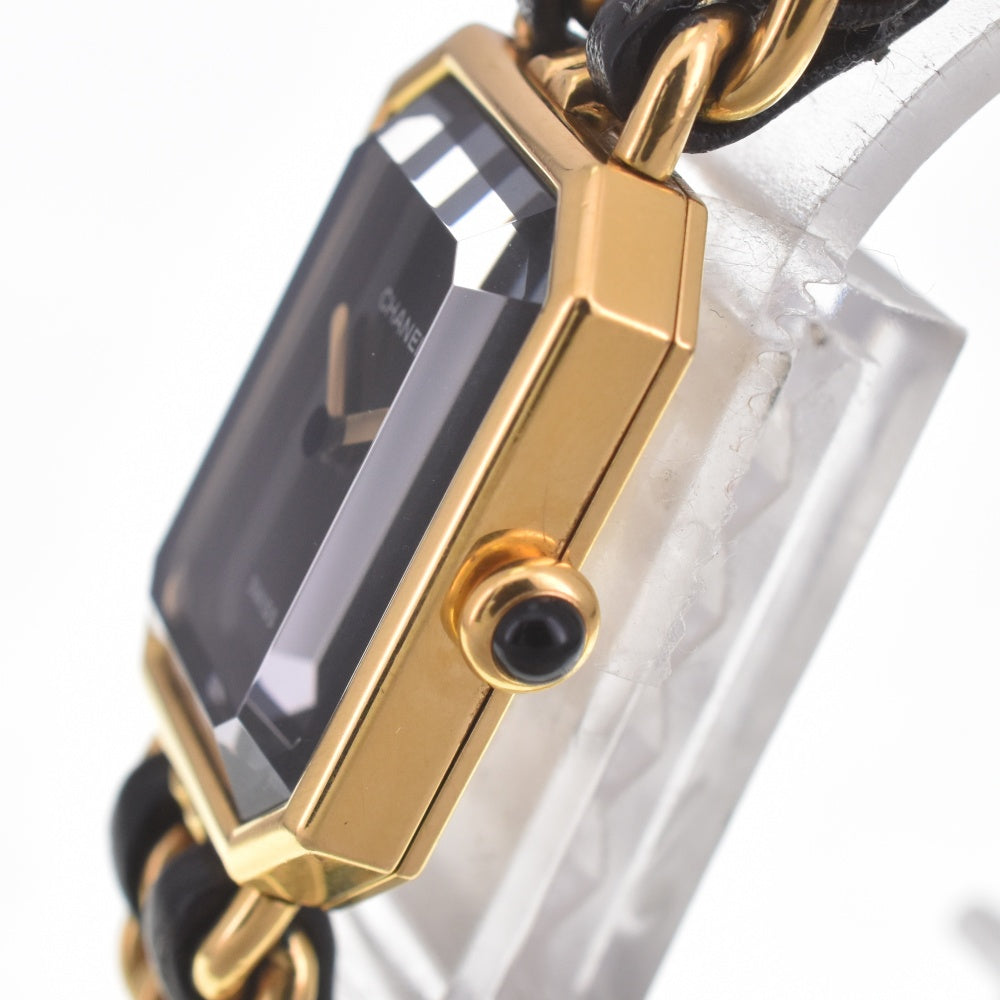CHANEL Premiere S Gold Plated / Leather black Dial Quartz Ladies
 Watch C#141911