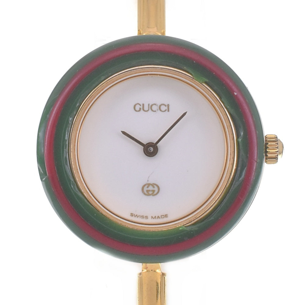 GUCCI Change bezel 11/12 Gold Plated white Dial Quartz Ladies
 Watch C#141912