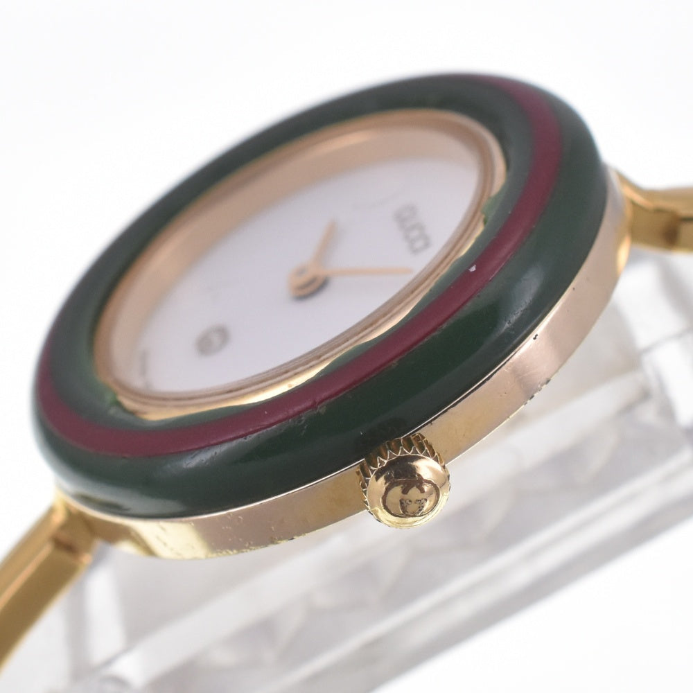 GUCCI Change bezel 11/12 Gold Plated white Dial Quartz Ladies
 Watch C#141912