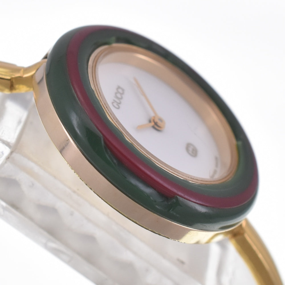 GUCCI Change bezel 11/12 Gold Plated white Dial Quartz Ladies
 Watch C#141912