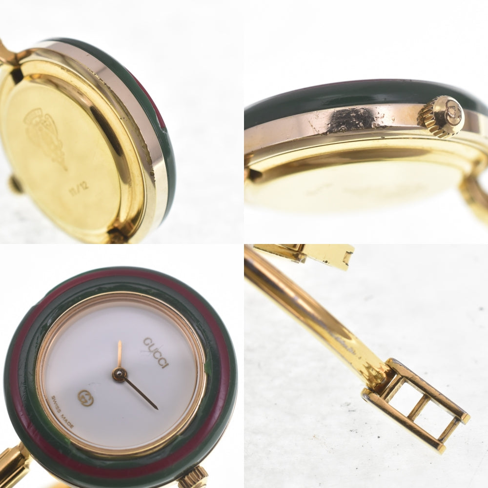 GUCCI Change bezel 11/12 Gold Plated white Dial Quartz Ladies
 Watch C#141912