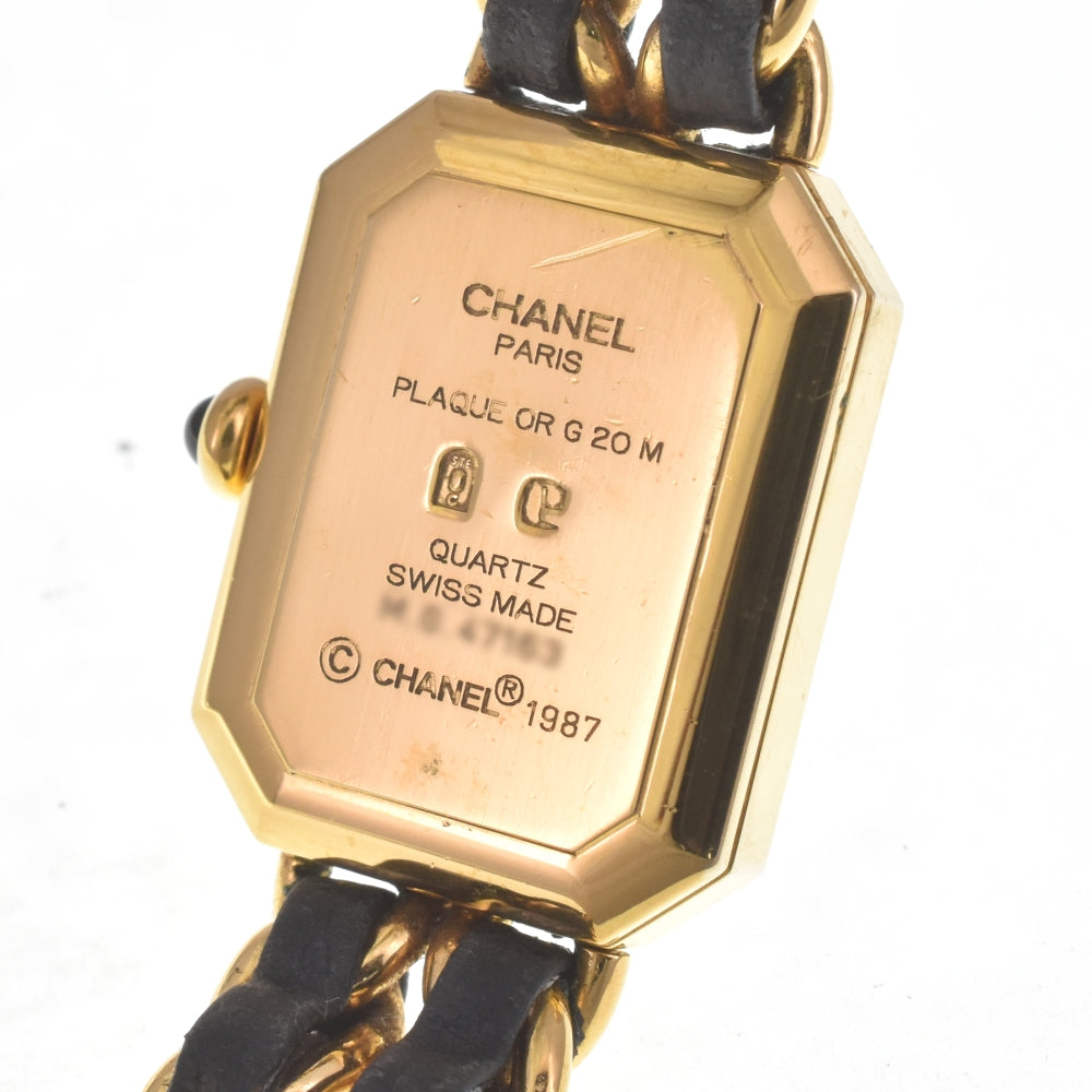 CHANEL Premiere M Gold Plated / Leather black Dial Quartz Ladies
 Watch D#141917