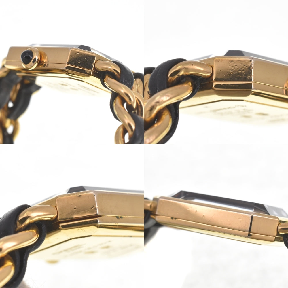 CHANEL Premiere M Gold Plated / Leather black Dial Quartz Ladies
 Watch D#141917