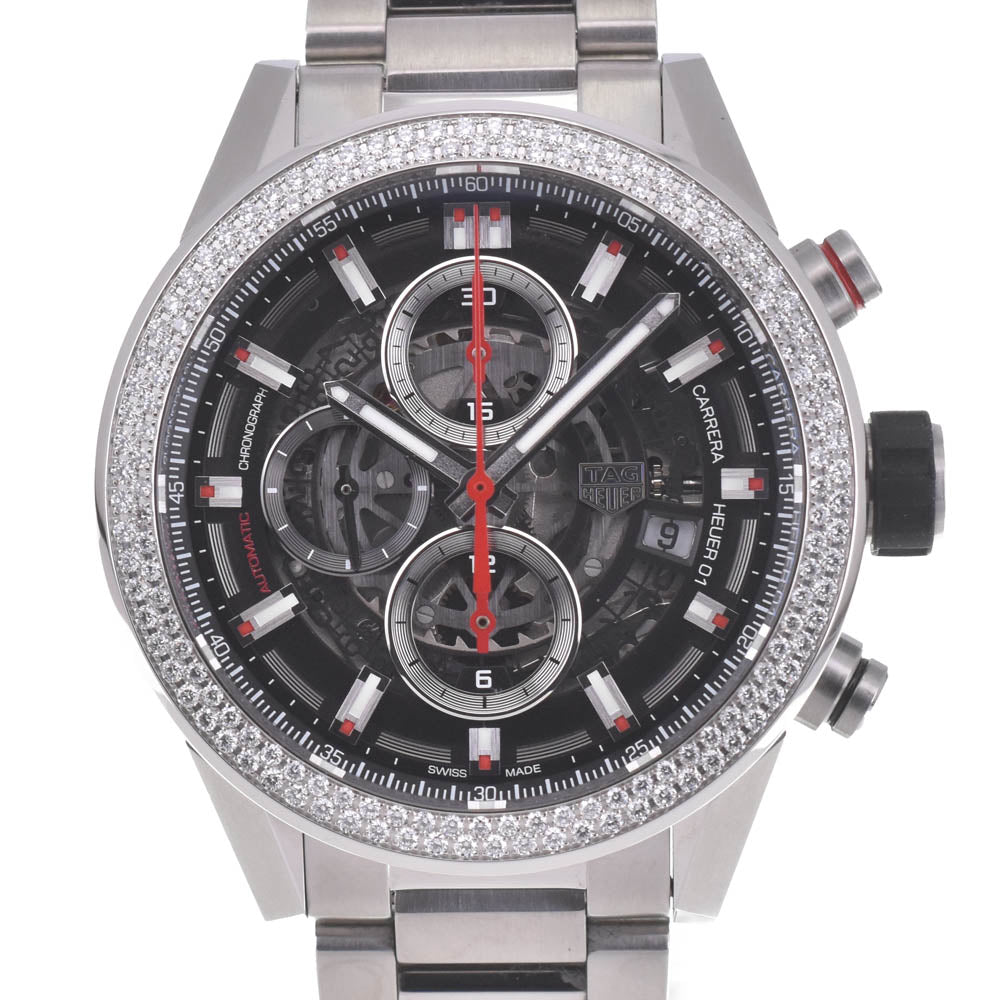 with paper TAG HEUER Carrera CAR201P Caliber Heuer 01 Diamond Bezel Black / skeleton Dial Automatic Men's
 Watch B#141941