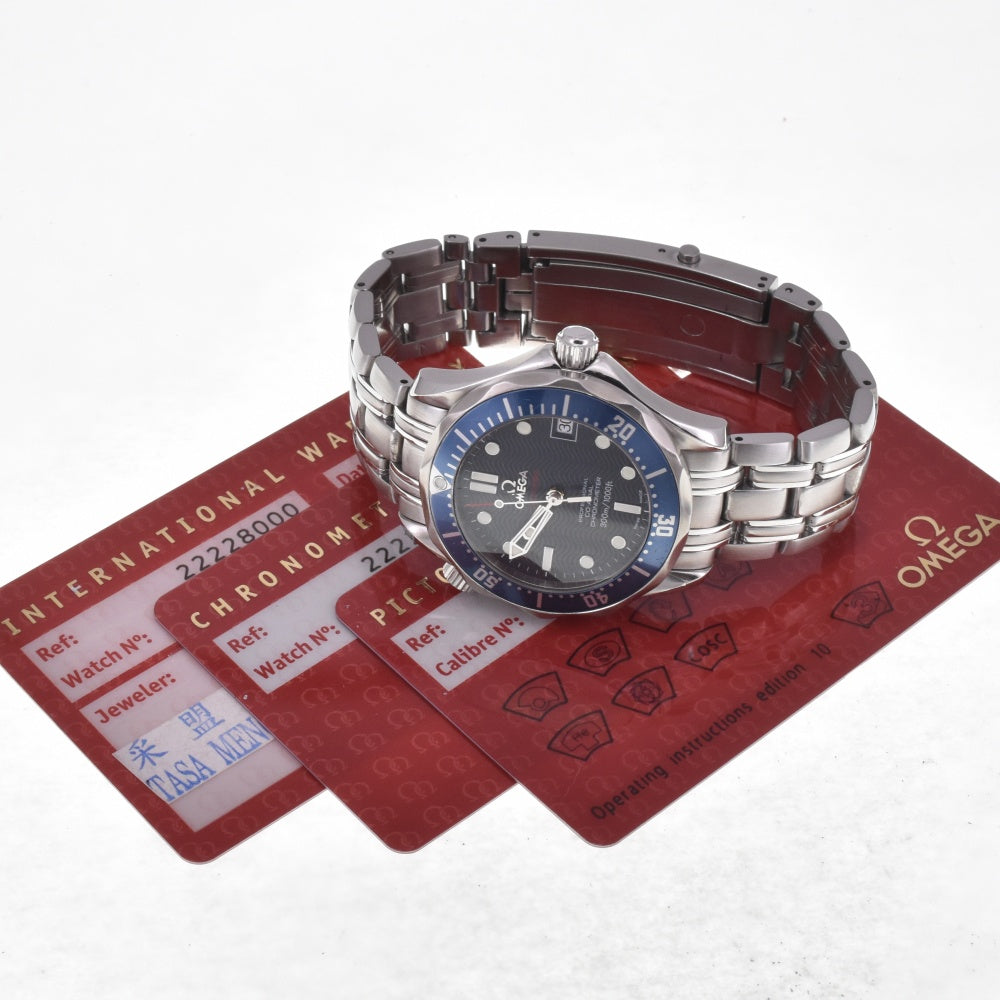 with paper OMEGA Seamaster 300M Co-Axial Chronometer 2222.80 blue Dial Automatic Boy's
 Watch H#141974