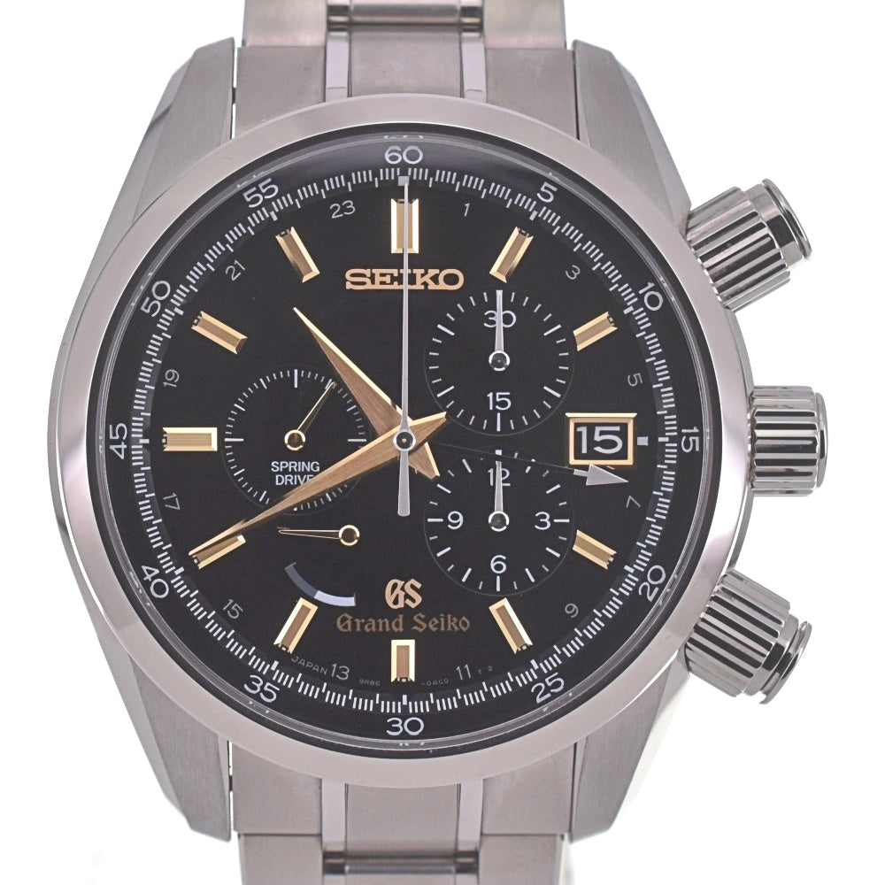 with paper SEIKO Grand Seiko SBGC005 Chronograph Date Power Reserve black Dial Spring drive Men's
 Watch B#141980