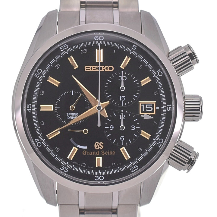 with paper SEIKO Grand Seiko SBGC005 Chronograph Date Power Reserve black Dial Spring drive Men's
 Watch B#141980