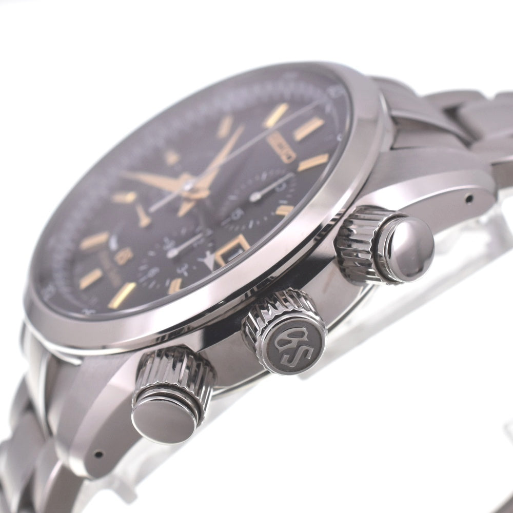 with paper SEIKO Grand Seiko SBGC005 Chronograph Date Power Reserve black Dial Spring drive Men's
 Watch □#141980