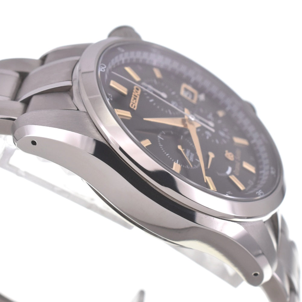 with paper SEIKO Grand Seiko SBGC005 Chronograph Date Power Reserve black Dial Spring drive Men's
 Watch □#141980