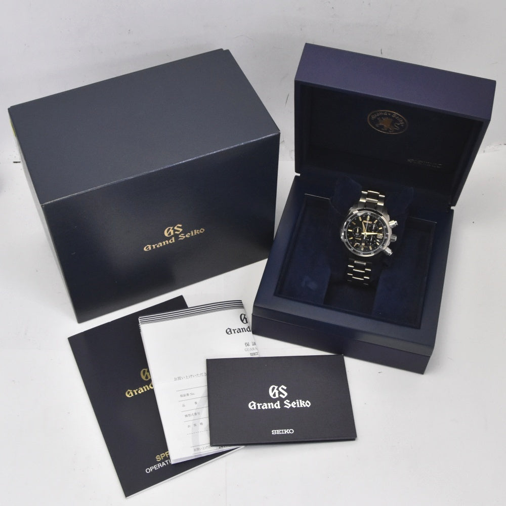 with paper SEIKO Grand Seiko SBGC005 Chronograph Date Power Reserve black Dial Spring drive Men's
 Watch B#141980