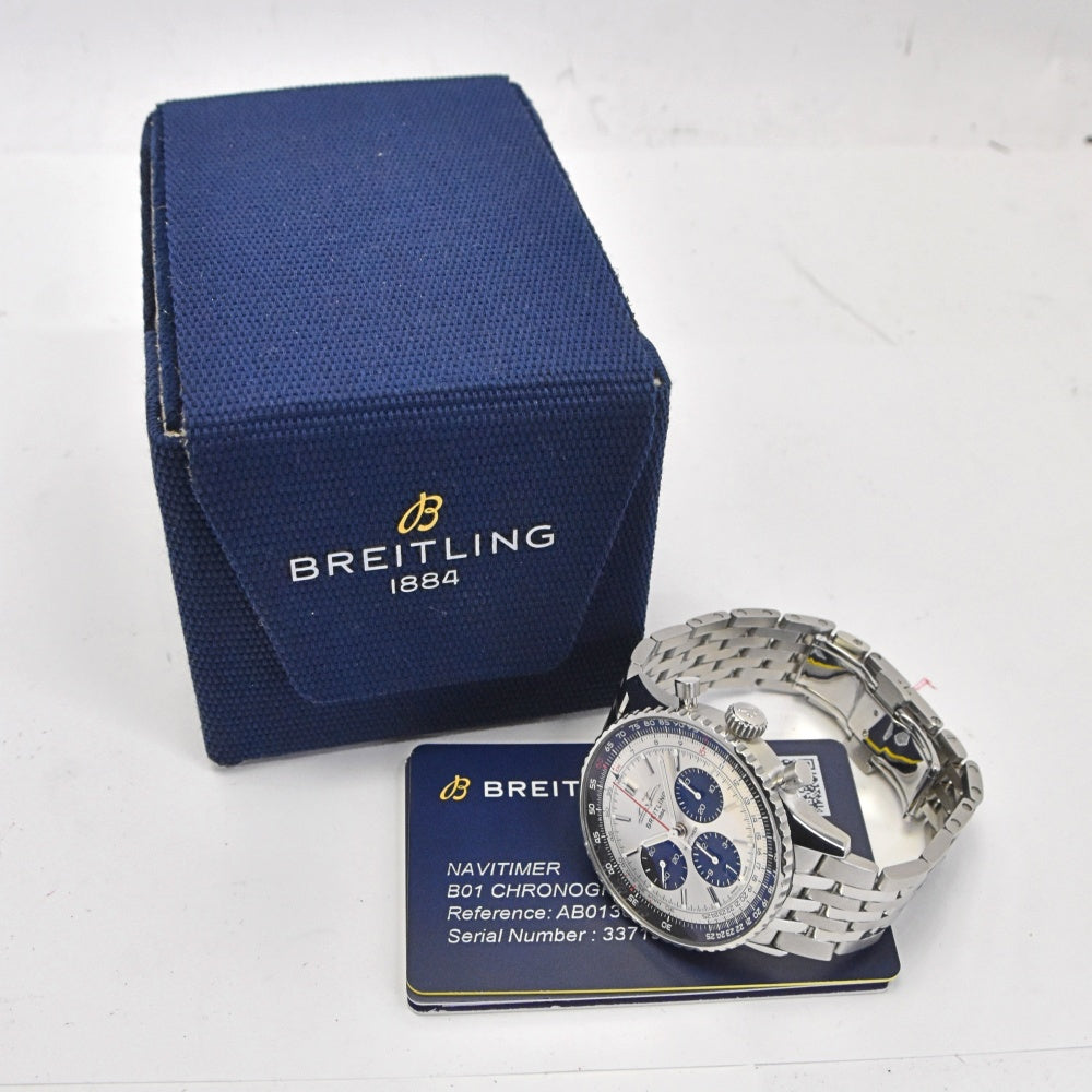 with paper BREITLING Navitimer 01 AB0138 Chronograph 43 Date Silver / Black Dial Automatic Men's
 Watch C#141981