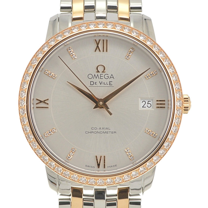 with paper OMEGA De Ville Prestige 424.25.37.20.52.001 Stainless Steel/K18RG/Diamond Silver Dial Automatic Men's
 Watch B#141994