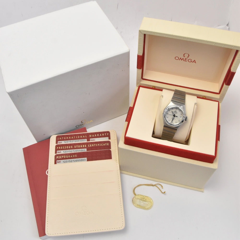 with paper OMEGA Constellation 123.15.27.20.55.003 diamond White shell Dial Automatic Ladies
 Watch B#141997