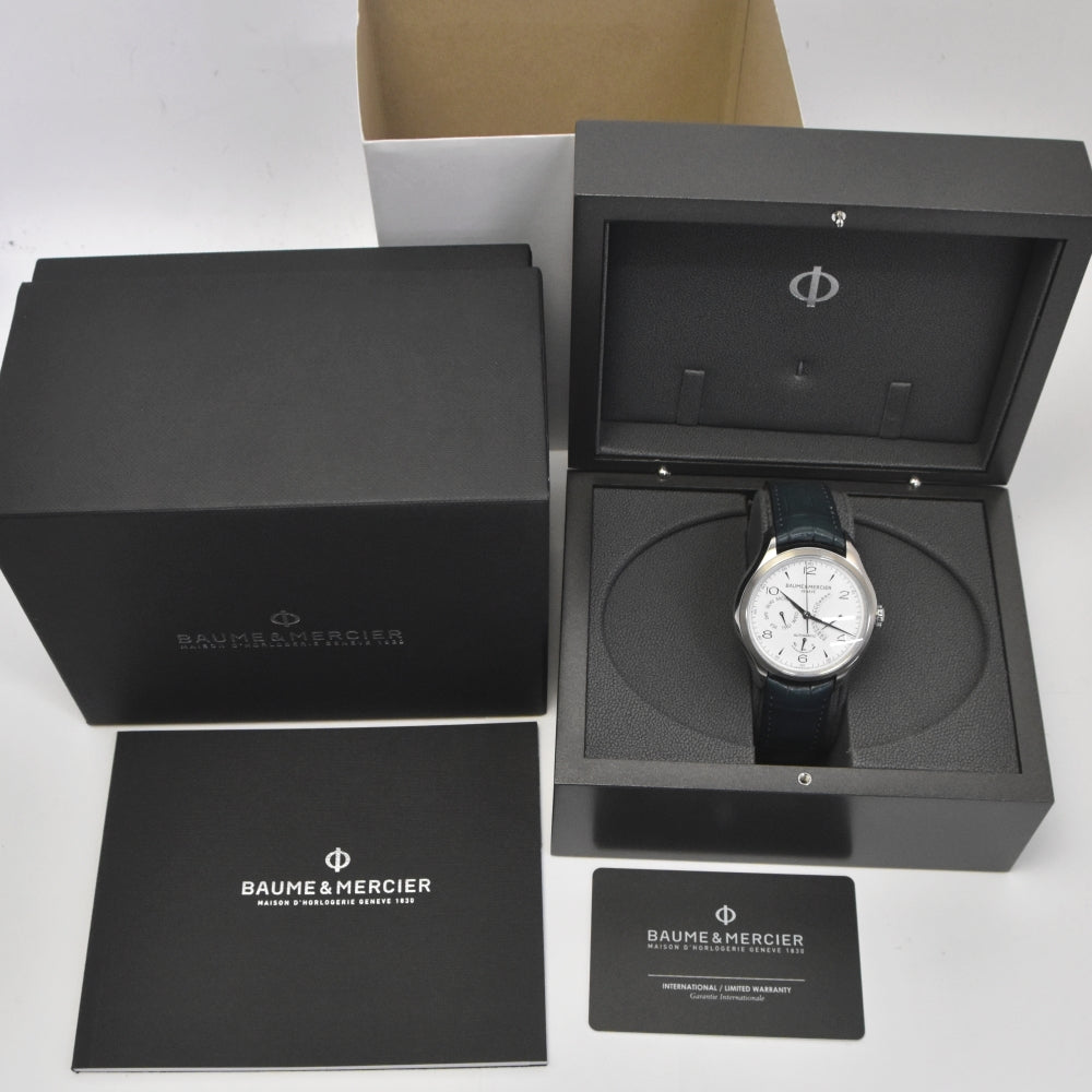 with paper Baume & Mercier Clifton MOA10449 Retrograde white Dial Automatic Men's
 Watch A#142002