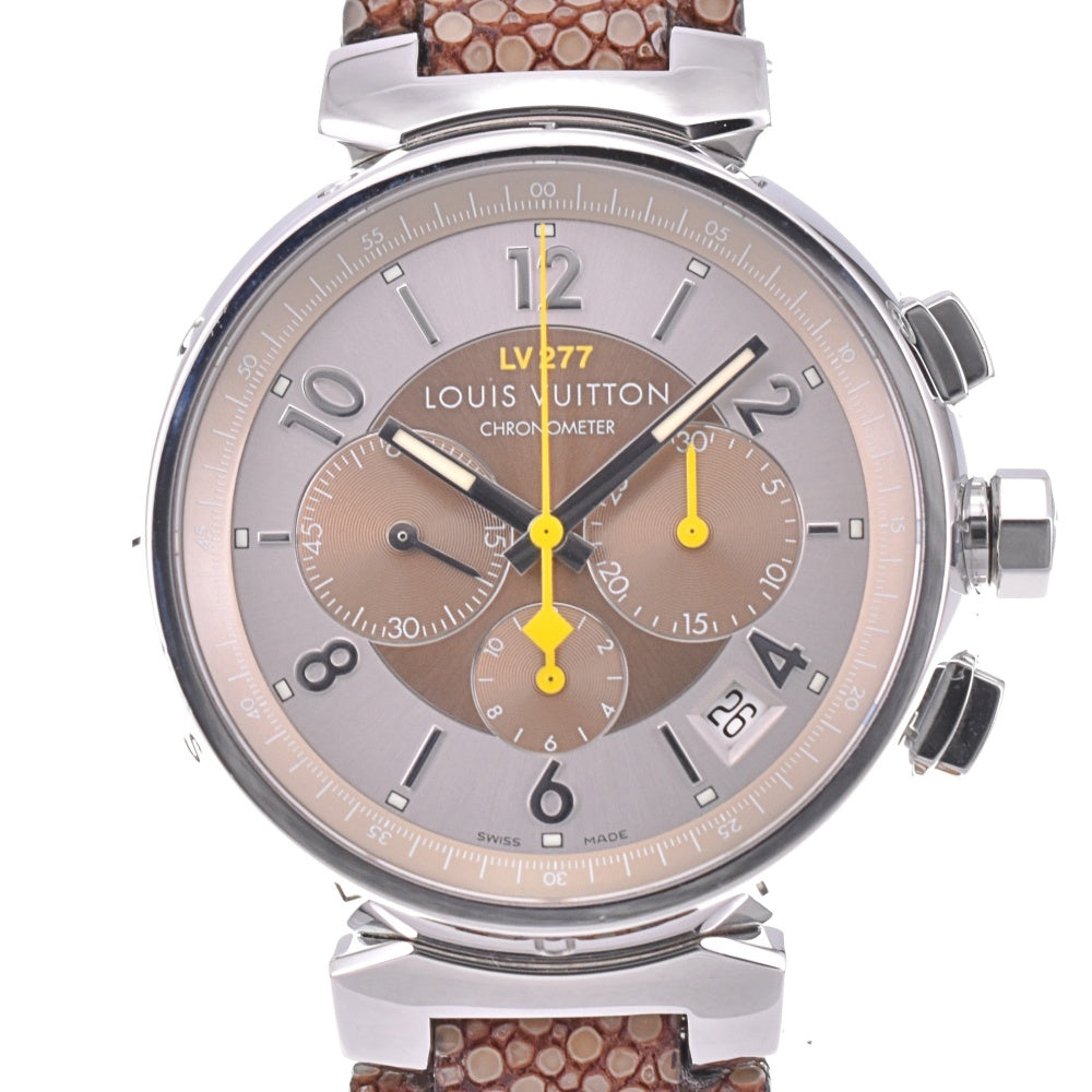 with paper LOUIS VUITTON Tambour Q1142 Chronograph Date Cal.LV277 El Primero Silver / Brown Dial Automatic Men's
 Watch N#142021