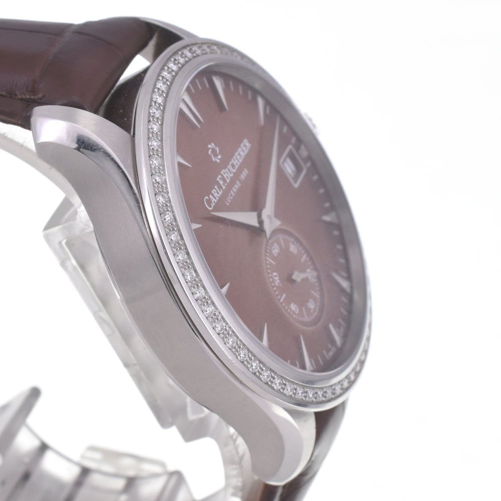 with paper CARL F.BUCHERER Manero Peripheral 00.10917.08.83.11 Diamond Bezel Brown shell Dial Automatic Men's
 Watch C#142031