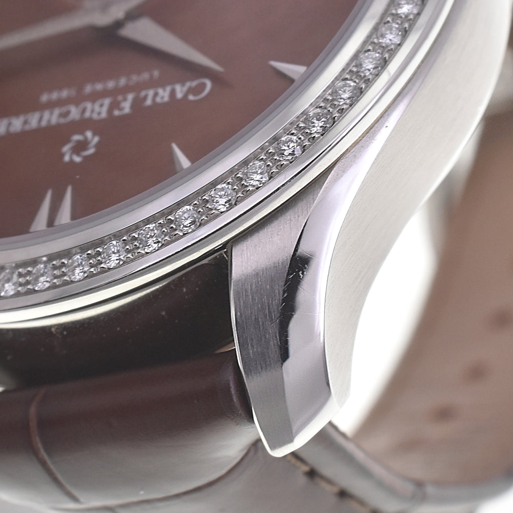 with paper CARL F.BUCHERER Manero Peripheral 00.10917.08.83.11 Diamond Bezel Brown shell Dial Automatic Men's
 Watch C#142031