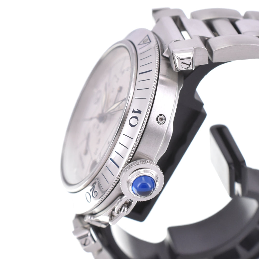 CARTIER Pasha W31037H3 GMT power reserve date Silver Dial Automatic Men's
 Watch P#142043