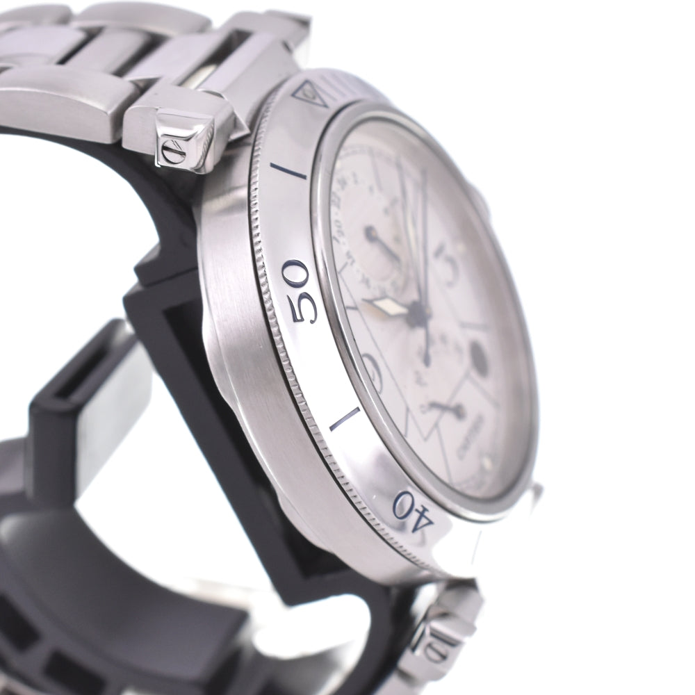 CARTIER Pasha W31037H3 GMT power reserve date Silver Dial Automatic Men's
 Watch P#142043
