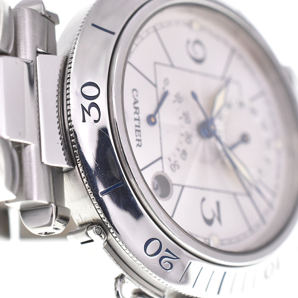 CARTIER Pasha W31037H3 GMT power reserve date Silver Dial Automatic Men's
 Watch P#142043