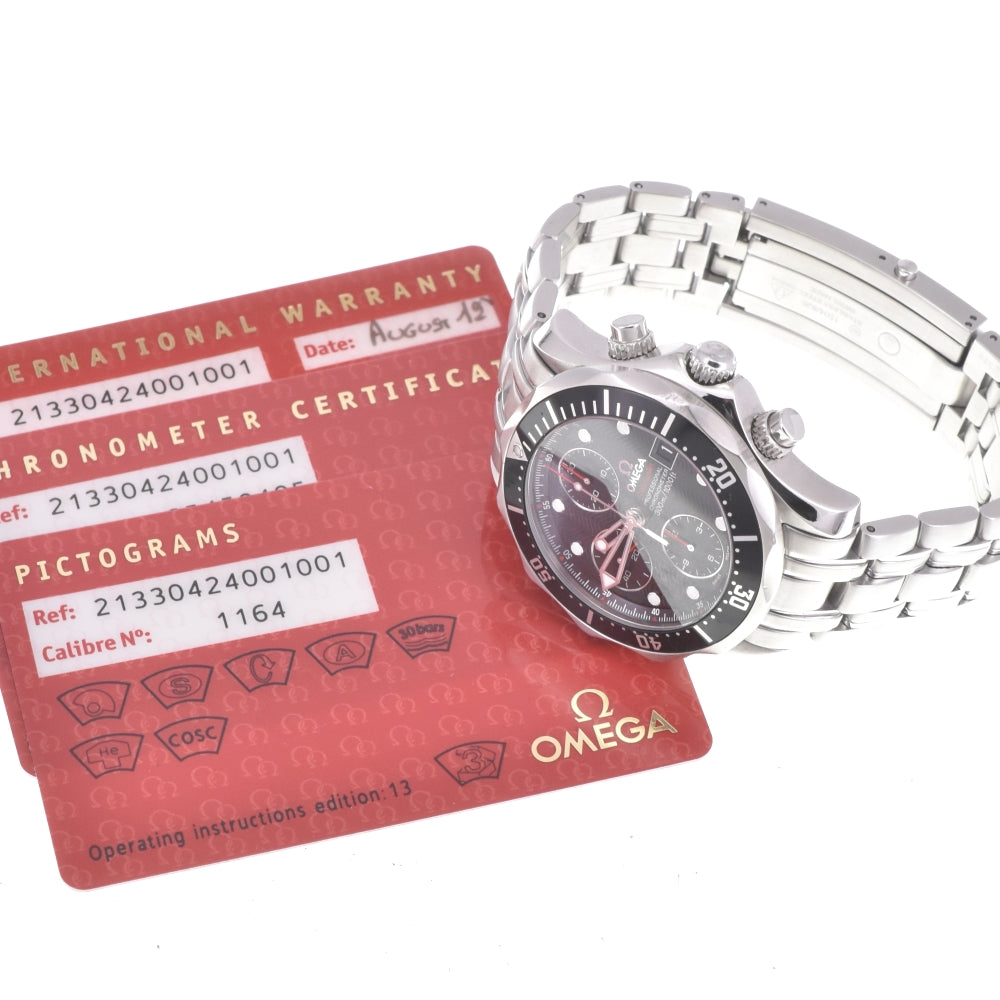 with paper OMEGA Seamaster Professional Divers 300M 213.30.42.40.01.001 Chronograph Date black Dial Automatic Men's
 Watch K#142068