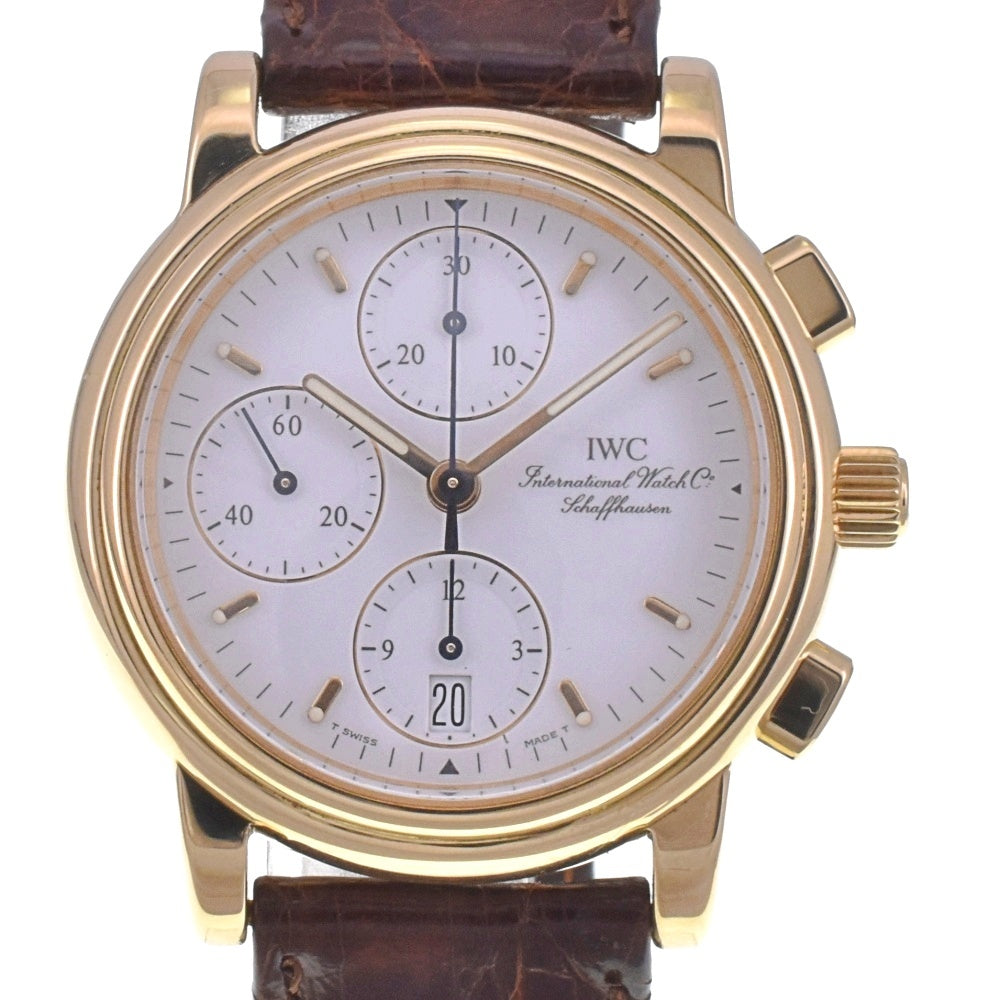 IWC SCHAFFHAUSEN Amalfi Chronograph IW370301 vintage Date K18YG/Leather Cal.75320 white Dial Automatic Men's
 Watch E#142084