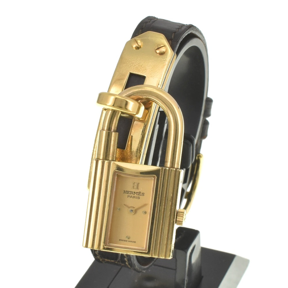 with paper HERMES Kelly watch Gold Plated / Leather gold Dial Quartz Ladies
 Watch E#142120