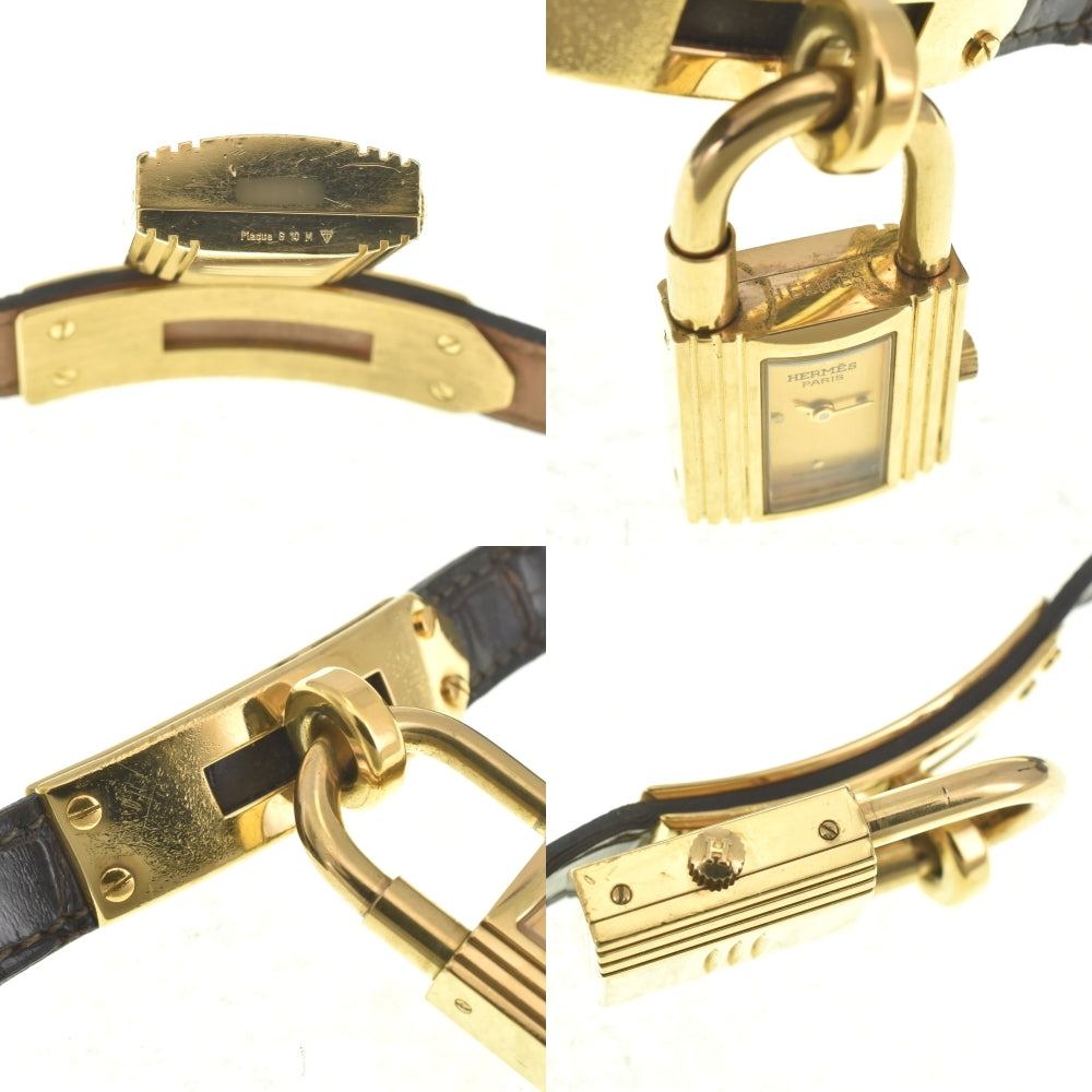 with paper HERMES Kelly watch Gold Plated / Leather gold Dial Quartz Ladies
 Watch E#142120