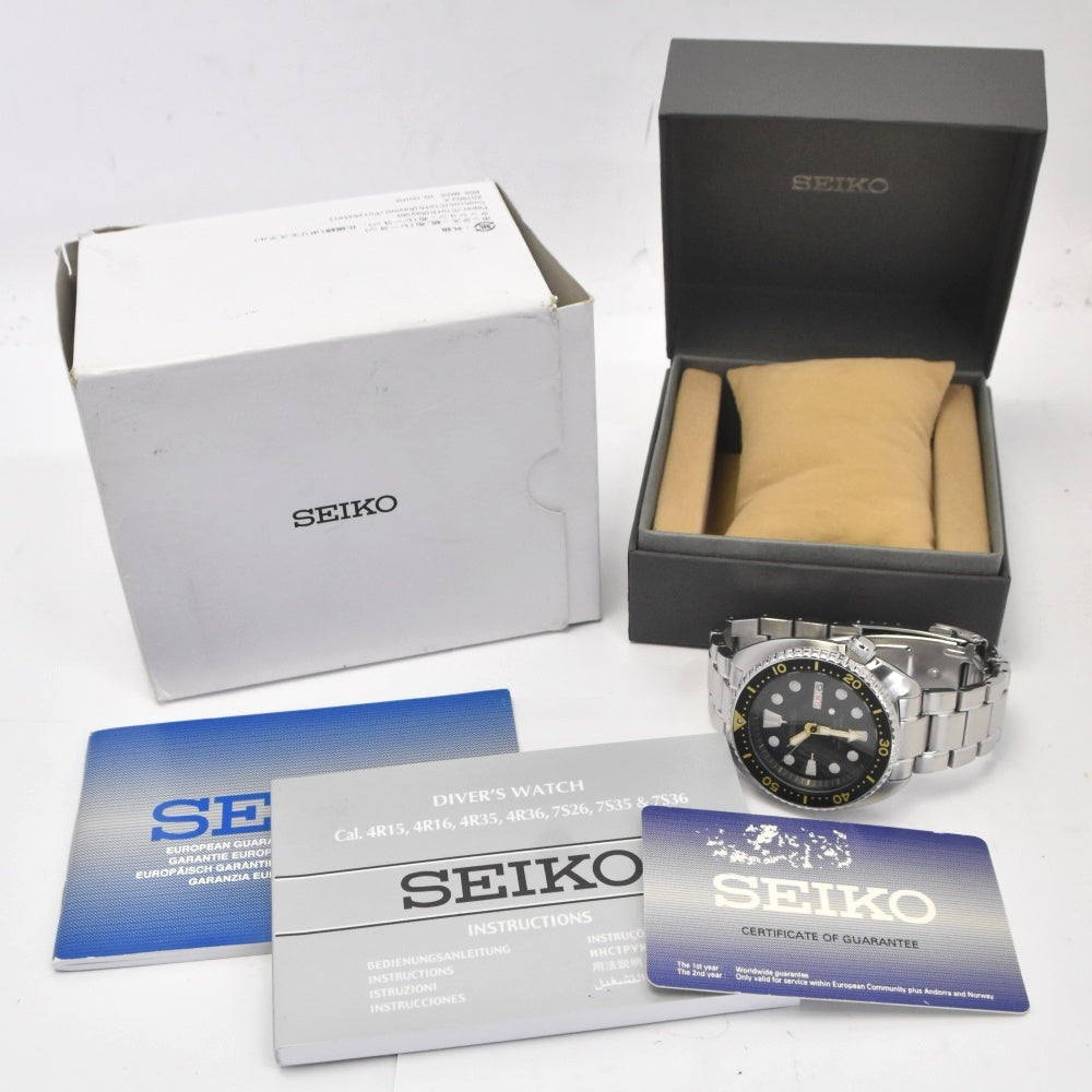 with paper SEIKO Prospex Diver's 200m Turtle SRP775J1 Day date black Dial Automatic Men's
 Watch D#142124