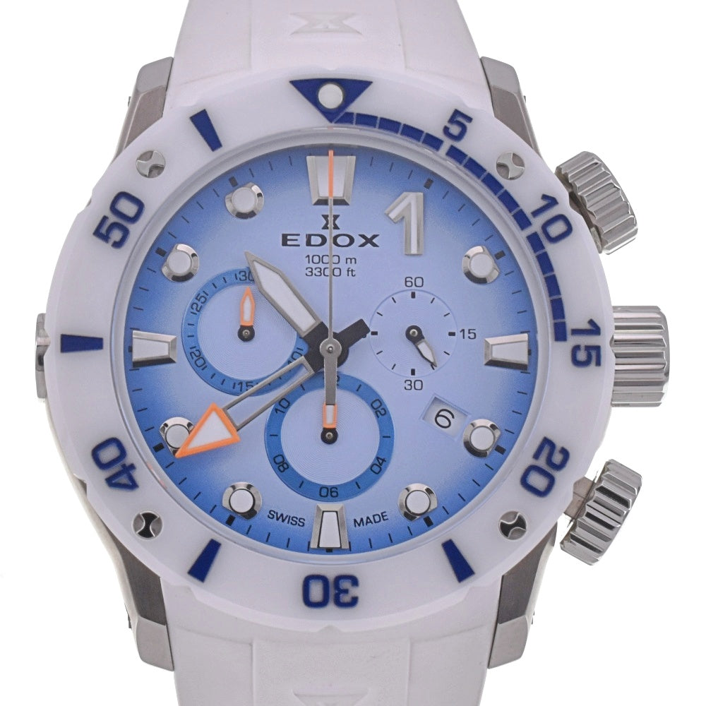 with paper EDOX Chrono Offshore 1 10242-TINB-BUICDNO Chronograph Date blue Dial Quartz Men's
 Watch G#142130