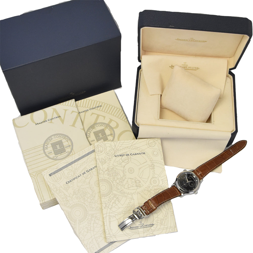 with paper JAEGER-LECOULTRE Master geography 142.8.92.S/Q1428470 black Dial Automatic Men's
 Watch I#142140