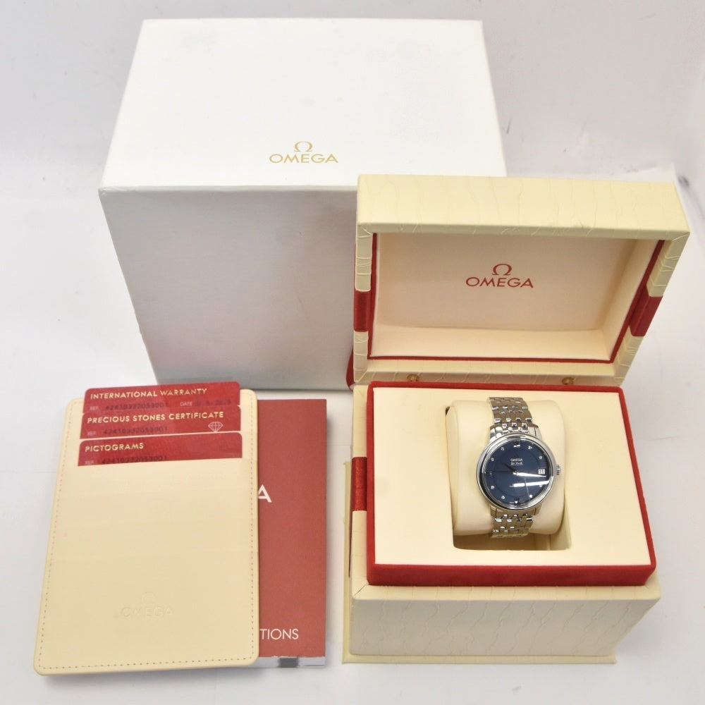 with paper OMEGA De Ville Prestige 424.10.33.20.53.001 blue Dial Automatic Ladies
 Watch E#142159