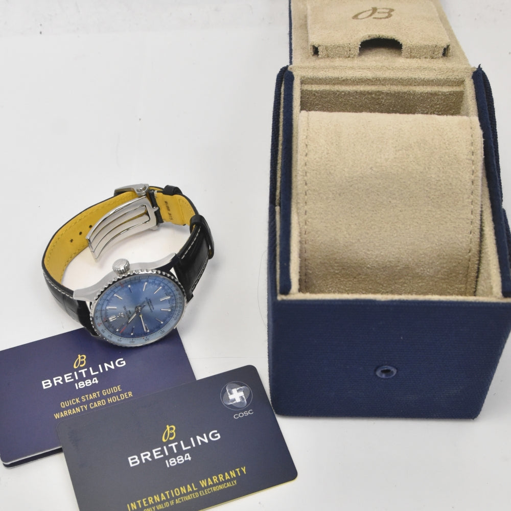 with paper BREITLING Navitimer 41 A17329 Light blue Dial Automatic Men's
 Watch D#142169