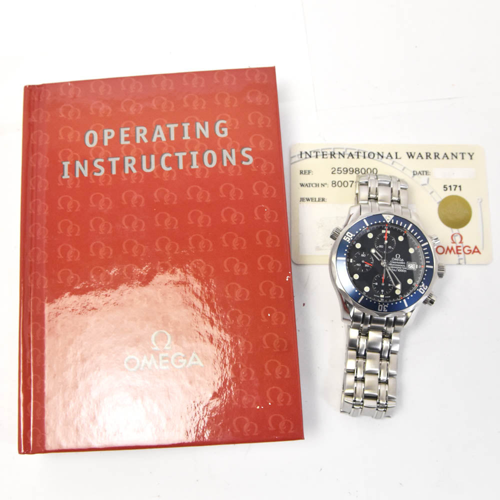 with paper OMEGA Seamaster300 2599.80 Chronograph Date blue Dial Automatic Men's
 Watch J#142171