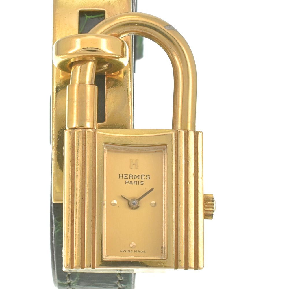 HERMES Kelly watch KE1.201 Gold Plated / Leather gold Dial Quartz Ladies
 Watch D#142175