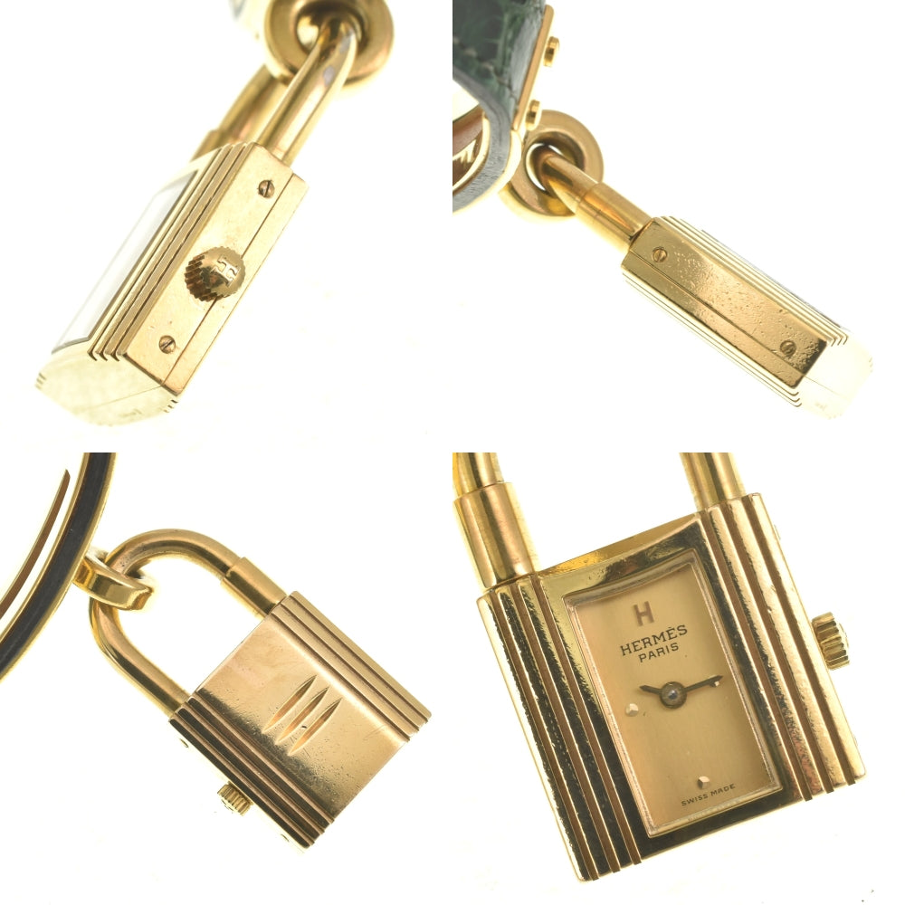 HERMES Kelly watch KE1.201 Gold Plated / Leather gold Dial Quartz Ladies
 Watch D#142175