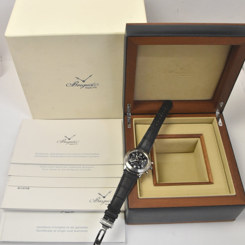 with paper Breguet Transatlantic type XX 3820ST/H2/9W6 Chronograph Date black Dial Automatic Men's
 Watch I#142188