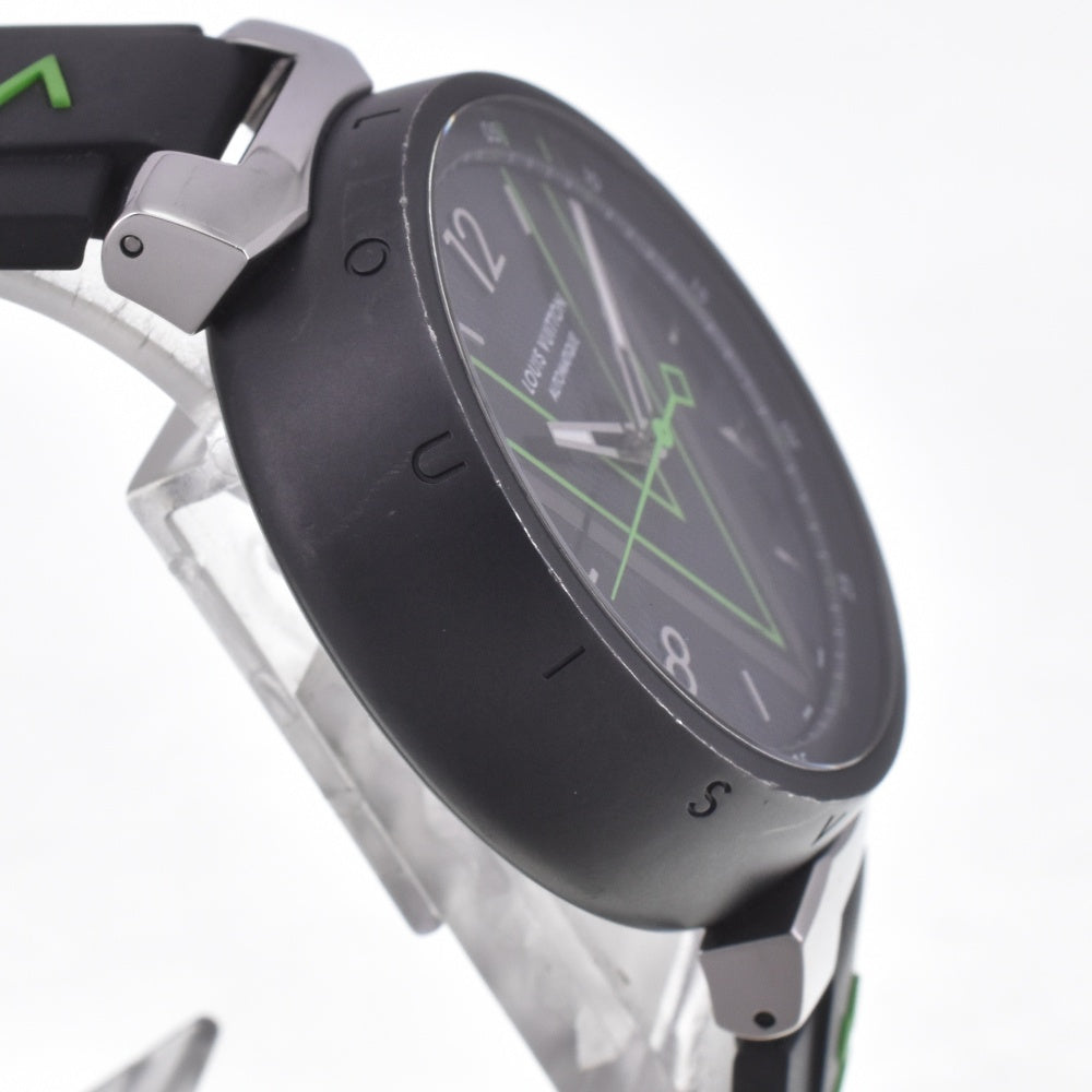 with paper LOUIS VUITTON Tambour Damier Graphite Lace QA131Z Black/Gray/Green Dial Automatic Men's
 Watch E#142220