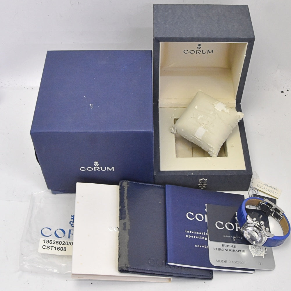with paper CORUM Bubble 1.4" 196.250.20 Chronograph Date Blue/Silver/ Dial Quartz Ladies
 Watch D#142240