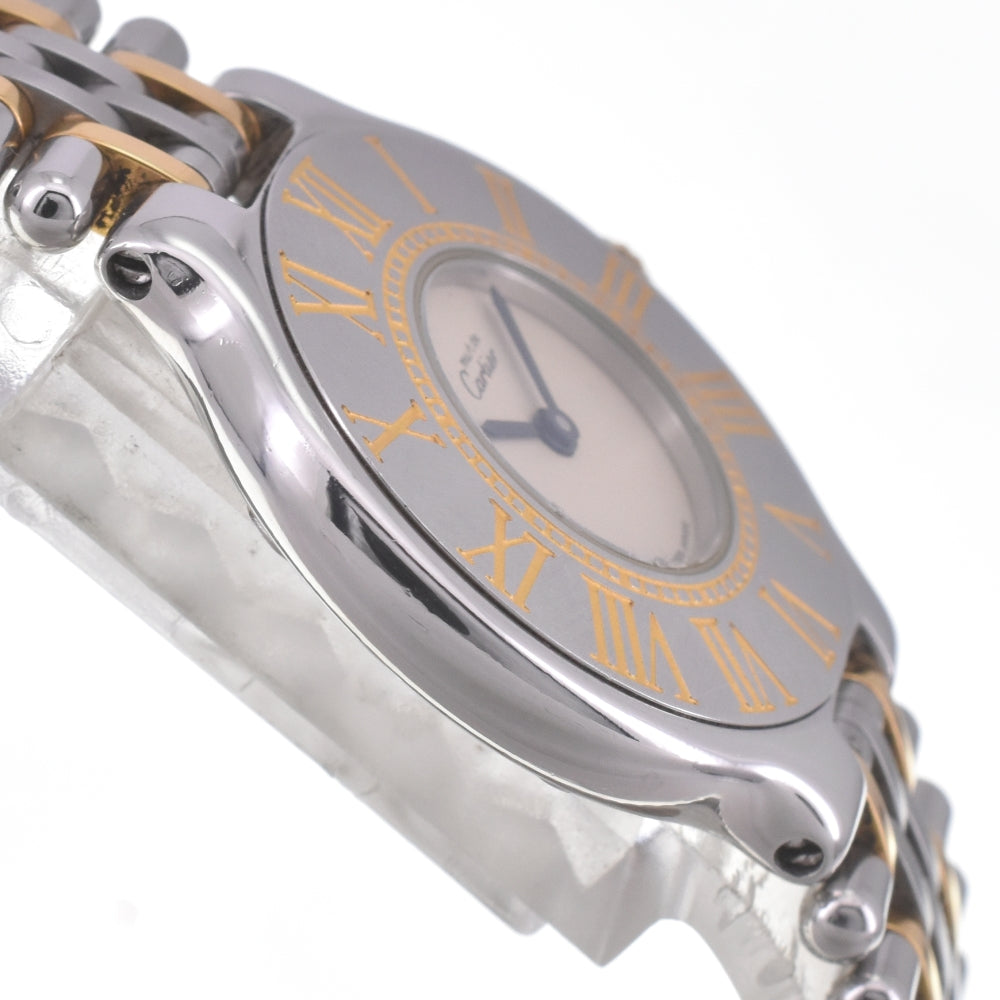CARTIER Must21 Vantian Stainless Steel/Gold Plated Ivory Dial Quartz Ladies
 Watch D#142242