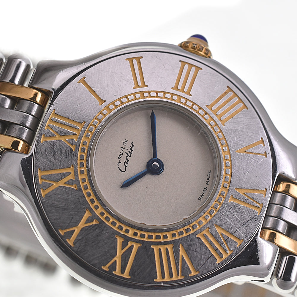 CARTIER Must21 Vantian Stainless Steel/Gold Plated Ivory Dial Quartz Ladies
 Watch D#142242