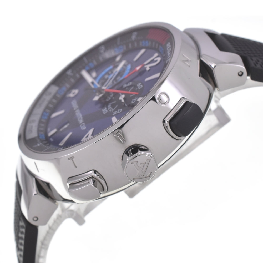 with paper LOUIS VUITTON Tambour Regatta Q102D Chronograph Date Alarm blue Dial Quartz Men's
 Watch E#142257